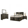 Simo 5pc Queen Bedroom Set w Bookcase Headboard | 2 Nightstands | Gray