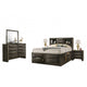 Simo 5pc Queen Bedroom Set w Bookcase Headboard | 2 Nightstands | Gray