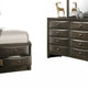 Simo 5pc Queen Bedroom Set w Bookcase Headboard | 2 Nightstands | Gray