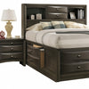 Simo 5pc Queen Bedroom Set w Bookcase Headboard | 2 Nightstands | Gray