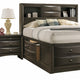 Simo 5pc Queen Bedroom Set w Bookcase Headboard | 2 Nightstands | Gray