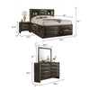 Simo 5pc Queen Bedroom Set w Bookcase Headboard | 2 Nightstands | Gray