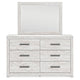 Cany 2pc Dresser & Mirror Set | 6 Drawers | Black Handles | Whitewash