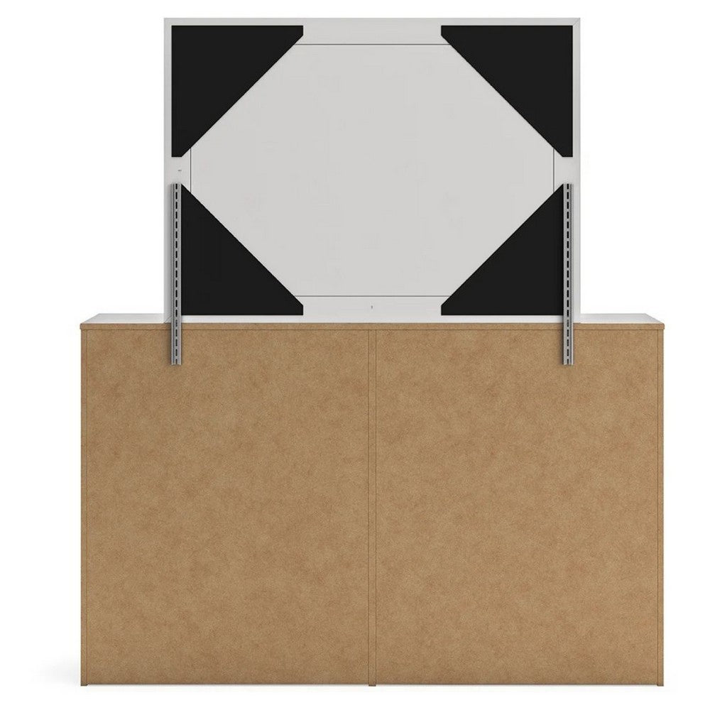 Cany 2pc Dresser & Mirror Set | 6 Drawers | Black Handles | Whitewash
