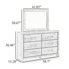 Cany 2pc Dresser & Mirror Set | 6 Drawers | Black Handles | Whitewash