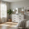 Cany 2pc Dresser & Mirror Set | 6 Drawers | Black Handles | Whitewash