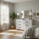Cany 2pc Dresser & Mirror Set | 6 Drawers | Black Handles | Whitewash