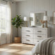 Cany 2pc Dresser & Mirror Set | 6 Drawers | Black Handles | Whitewash