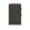 Peny Bedside Nightstand | 2 Drawers w Long Metal Handles | Charcoal Black