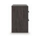 Peny Bedside Nightstand | 2 Drawers w Long Metal Handles | Charcoal Black