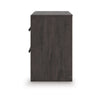Peny Bedside Nightstand | 2 Drawers w Long Metal Handles | Charcoal Black