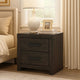 Peny Bedside Nightstand | 2 Drawers w Long Metal Handles | Charcoal Black