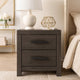 Peny Bedside Nightstand | 2 Drawers w Long Metal Handles | Charcoal Black