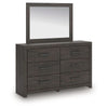 Peny 2pc Bedroom Dresser & Mirror Set w 6 Drawers | Charcoal Black