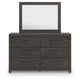 Peny 2pc Bedroom Dresser & Mirror Set w 6 Drawers | Charcoal Black