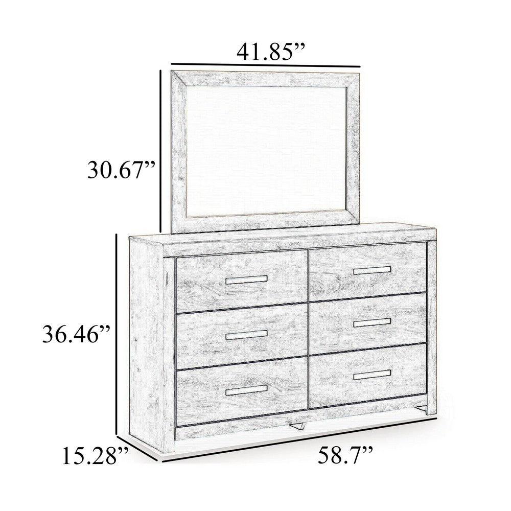 Peny 2pc Bedroom Dresser & Mirror Set w 6 Drawers | Charcoal Black
