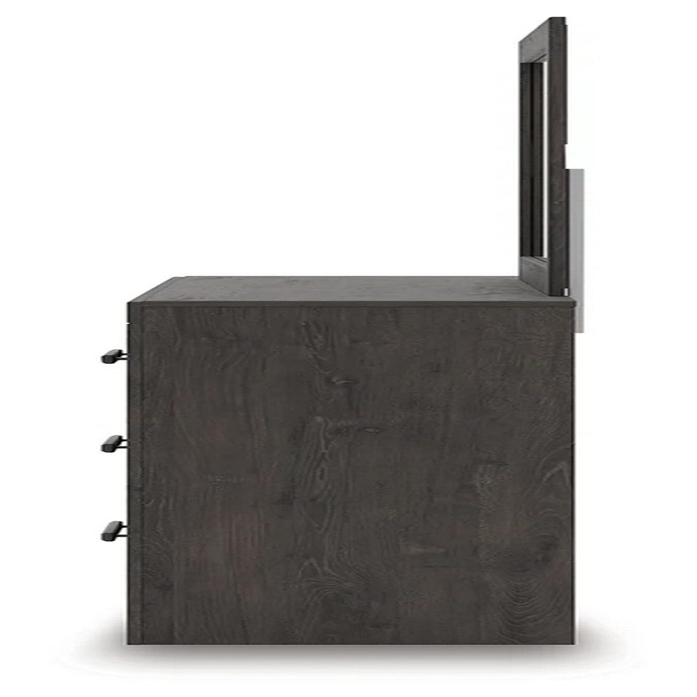 Peny 2pc Bedroom Dresser & Mirror Set w 6 Drawers | Charcoal Black