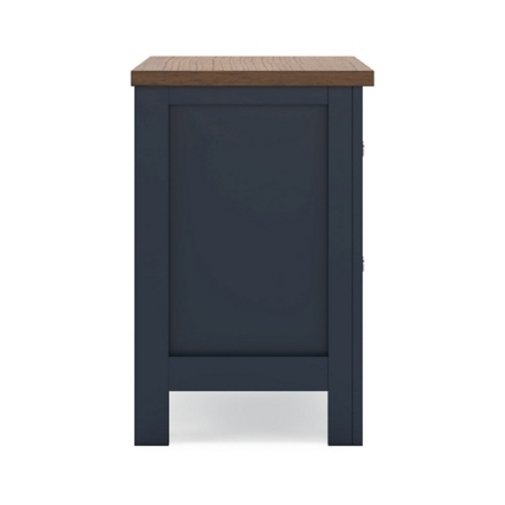 Docken Nightstand | 2 Drawers | Shaker Style | Slate Blue & Light Brown