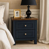 Docken Nightstand | 2 Drawers | Shaker Style | Slate Blue & Light Brown