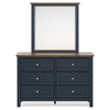 Docken 2pc Dresser & Mirror Set | 6 Drawers | Slate Blue & Light Brown