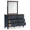 Docken 2pc Dresser & Mirror Set | 6 Drawers | Slate Blue & Light Brown