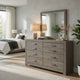 Kulv 2pc Dresser & Mirror Set | 6 Drawers w Handles | Vintage Gray