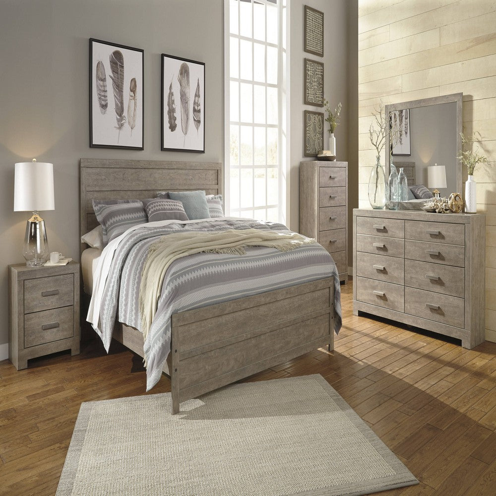 Kulv 2pc Dresser & Mirror Set | 6 Drawers w Handles | Vintage Gray