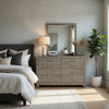 Kulv 2pc Dresser & Mirror Set | 6 Drawers w Handles | Vintage Gray