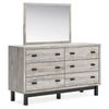 Veso 2pc Dresser & Mirror Set | 6 Drawers | Black Base | Light Gray