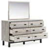 Veso 2pc Dresser & Mirror Set | 6 Drawers | Black Base | Light Gray