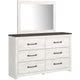 Hara 2pc Dresser & Mirror Set | 6 Drawers | Farmhouse Dark Gray & White