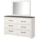 Hara 2pc Dresser & Mirror Set | 6 Drawers | Farmhouse Dark Gray & White