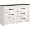 Hara 2pc Dresser & Mirror Set | 6 Drawers | Farmhouse Dark Gray & White
