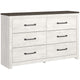 Hara 2pc Dresser & Mirror Set | 6 Drawers | Farmhouse Dark Gray & White