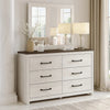 Hara 2pc Dresser & Mirror Set | 6 Drawers | Farmhouse Dark Gray & White