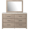 Berg 2pc Dresser & Mirror Set | 6 Drawers w White Top | Light Brown