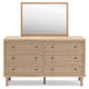 Ciel 2pc Dresser & Mirror Set | 6 Faux Cane Front Drawers | Brown Wood