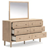 Ciel 2pc Dresser & Mirror Set | 6 Faux Cane Front Drawers | Brown Wood