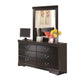 Yara 2pc Dresser & Mirror Set | 6 Drawers w Drop Handles | Dark Brown