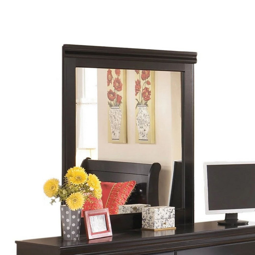 Yara 2pc Dresser & Mirror Set | 6 Drawers w Drop Handles | Dark Brown