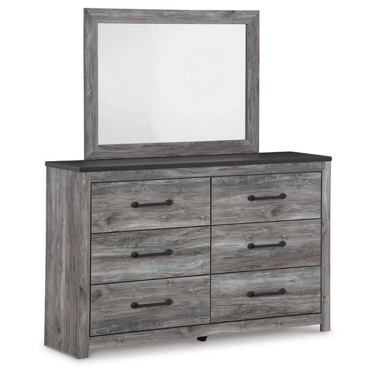 Roso 2pc Dresser & Mirror Set | 6 Drawers w Large Handles | Smoky Gray