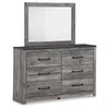 Roso 2pc Dresser & Mirror Set | 6 Drawers w Large Handles | Smoky Gray