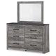 Roso 2pc Dresser & Mirror Set | 6 Drawers w Large Handles | Smoky Gray