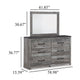Roso 2pc Dresser & Mirror Set | 6 Drawers w Large Handles | Smoky Gray