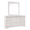 Roso 2pc Dresser & Mirror Set | 6 Drawers w Drop Handles | White Frame