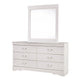 Roso 2pc Dresser & Mirror Set | 6 Drawers w Drop Handles | White Frame