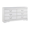 Roso 2pc Dresser & Mirror Set | 6 Drawers w Drop Handles | White Frame