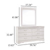 Roso 2pc Dresser & Mirror Set | 6 Drawers w Drop Handles | White Frame
