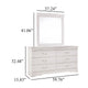 Roso 2pc Dresser & Mirror Set | 6 Drawers w Drop Handles | White Frame