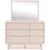 Viso 2pc Dresser & Mirror Set | 6 Drawers w Gold Knobs | Blush Pink